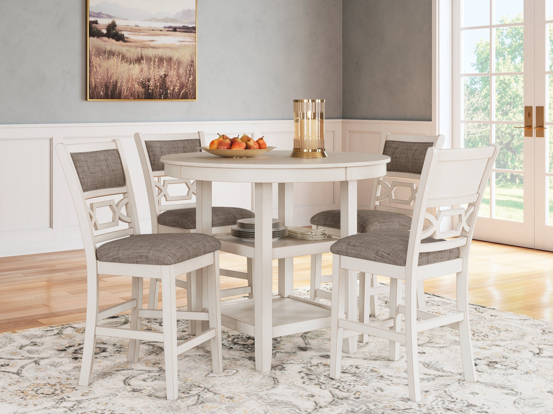 Erinberg Antique White 5 Pc. Counter Height Dining Room Set