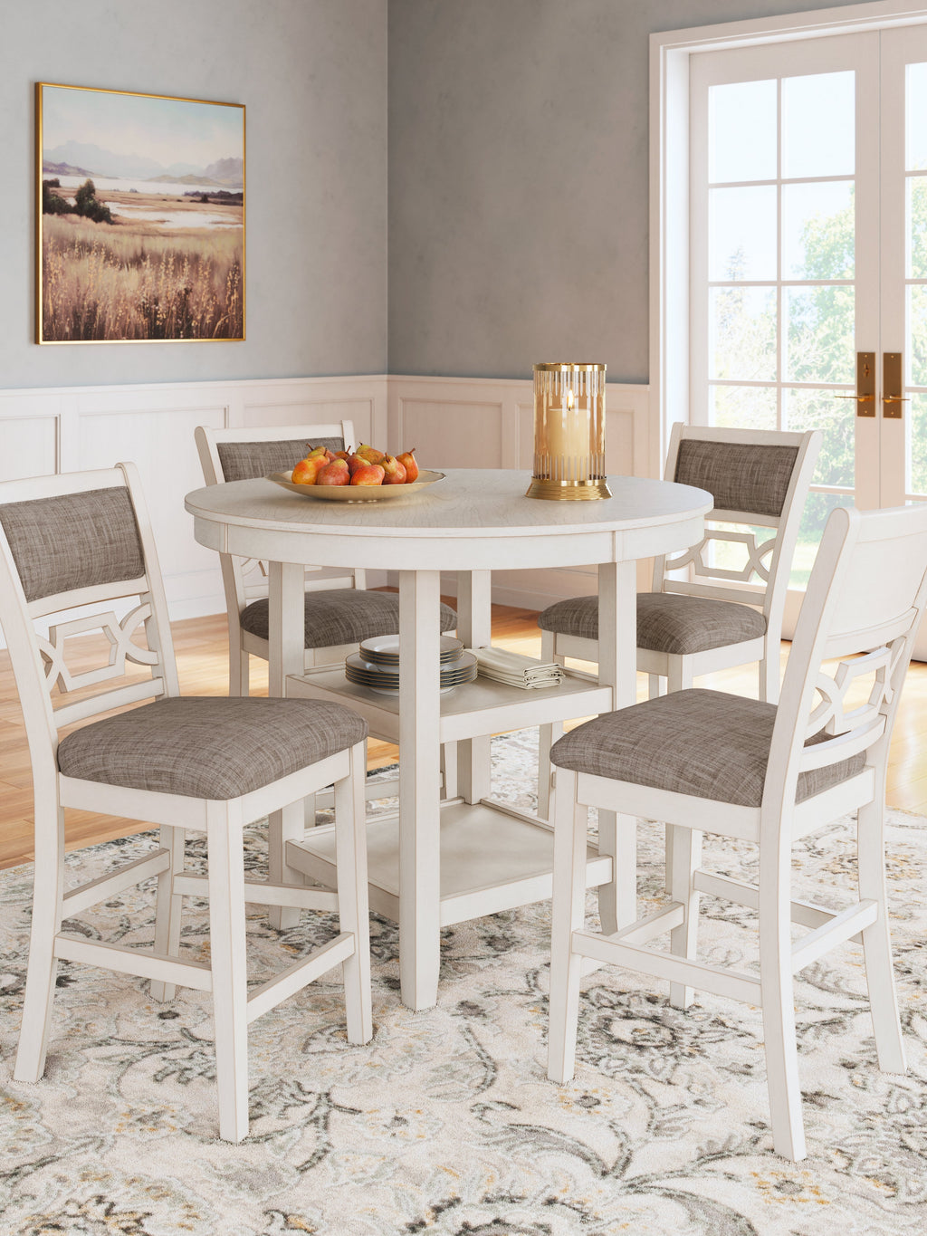 Erinberg Antique White 5 Pc. Counter Height Dining Room Set