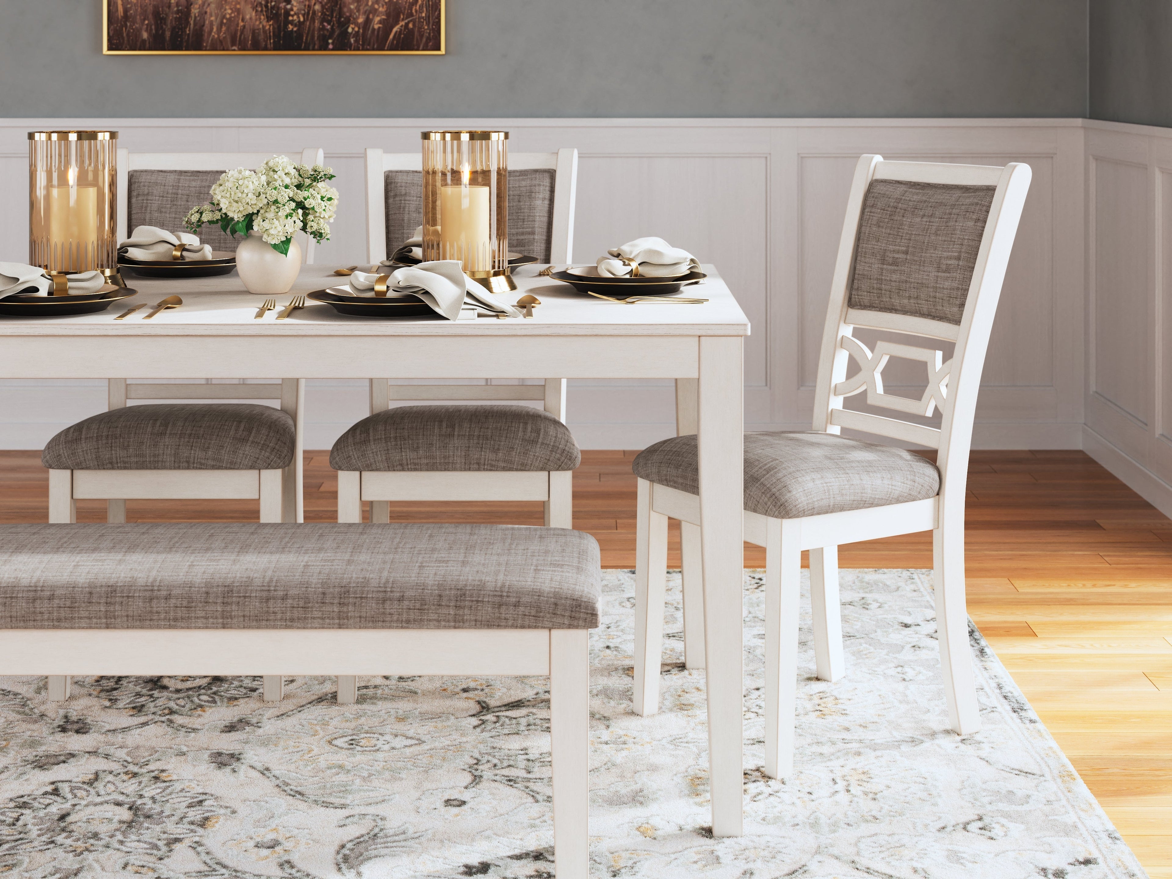 Erinberg Antique White Dining Room Set / 6pc