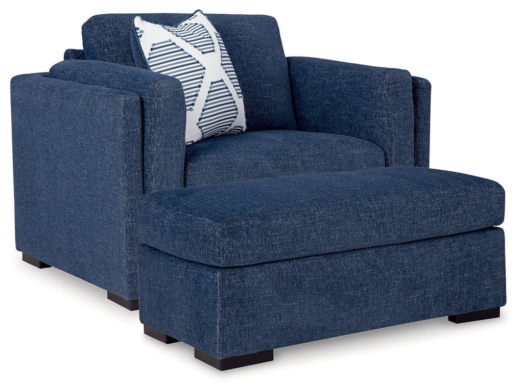 Evansley Navy Oversized Chair & Ottoman