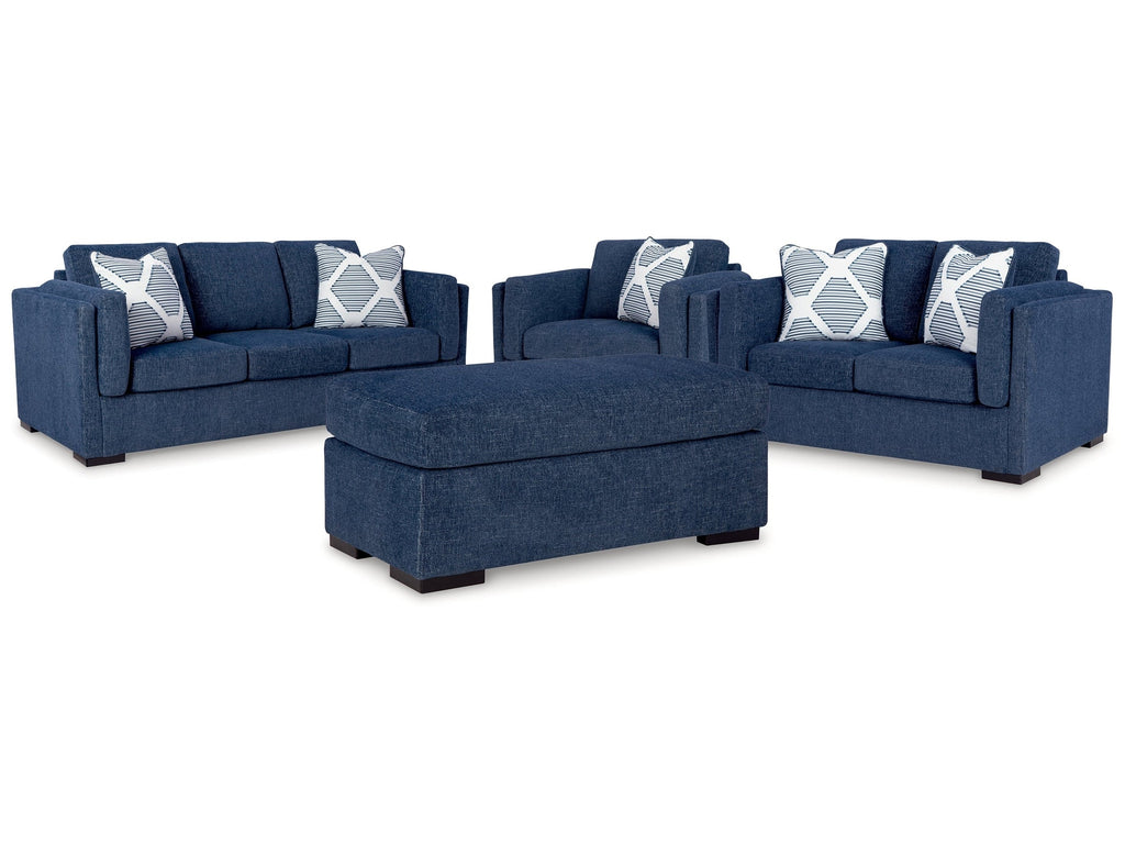 Evansley Navy Sofa & Loveseat & Oversized Chair & Ottoman