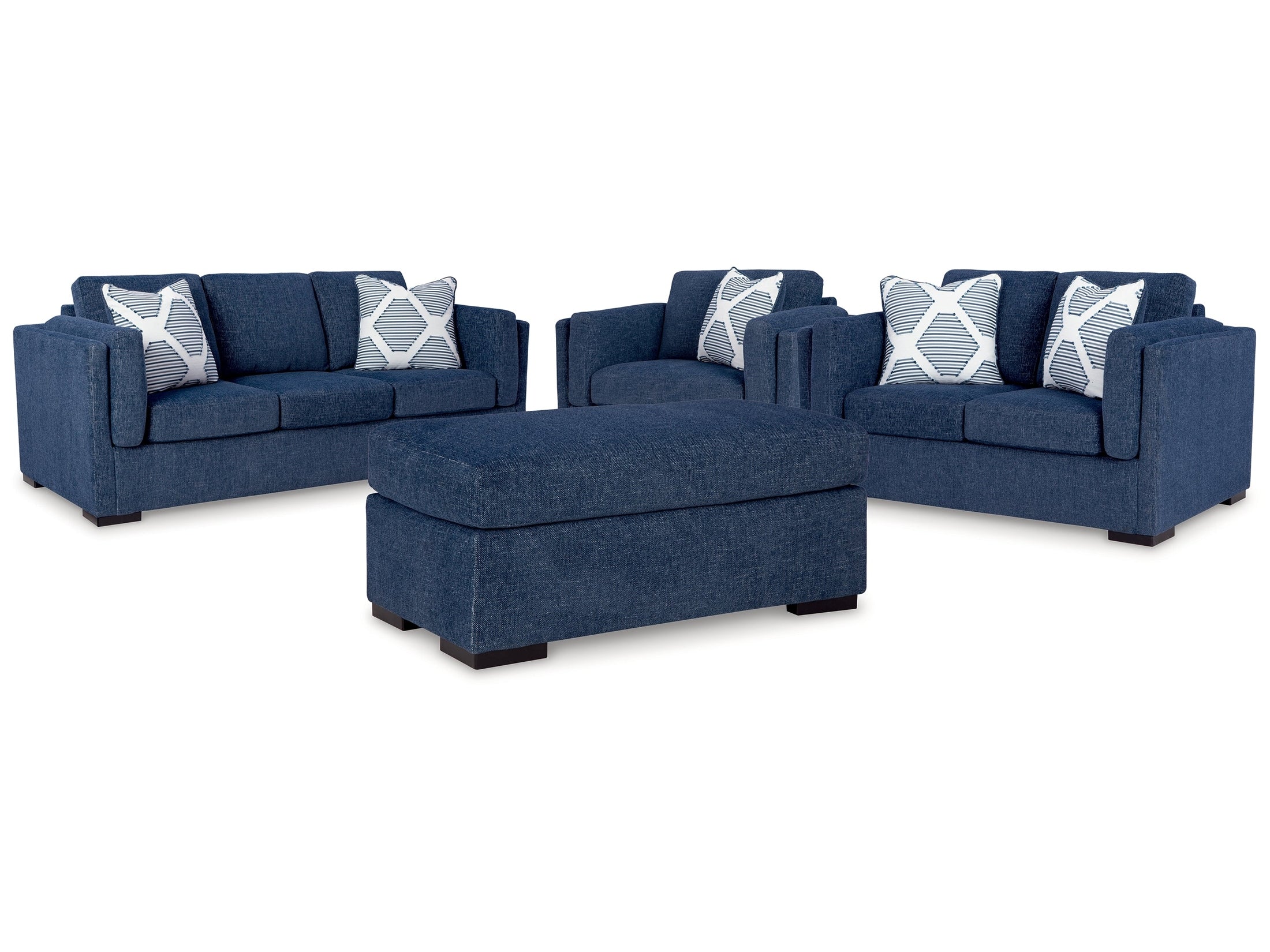 Evansley Navy Sofa & Loveseat & Oversized Chair & Ottoman