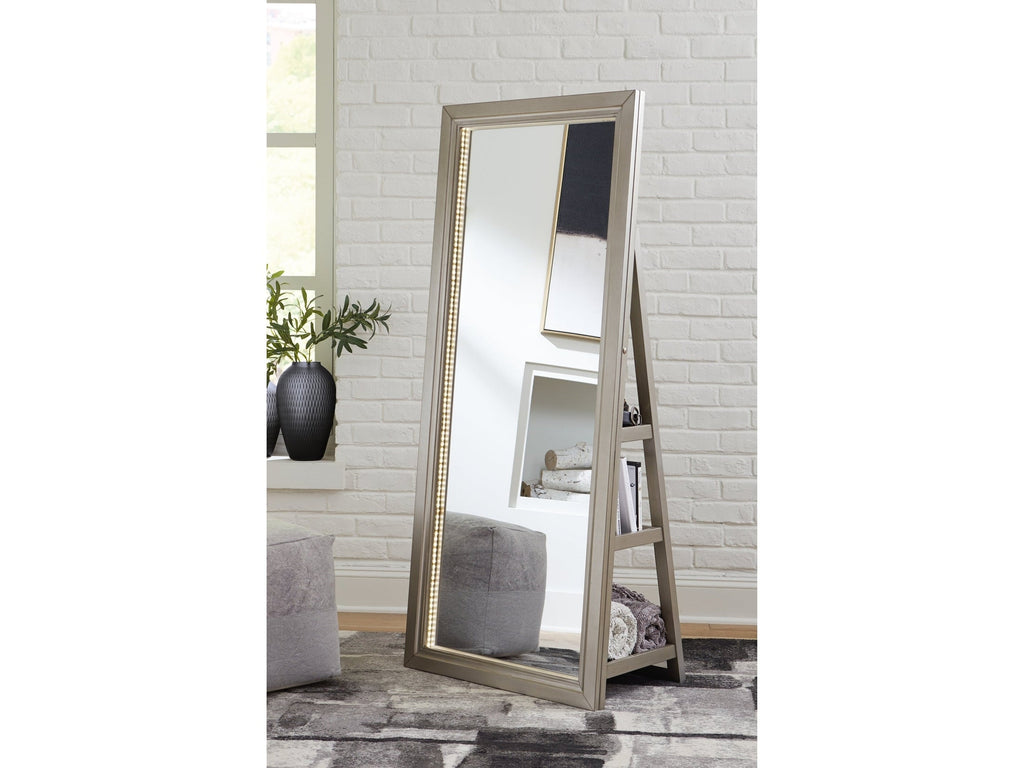 Evesen Champagne Floor Mirror w/ Storage