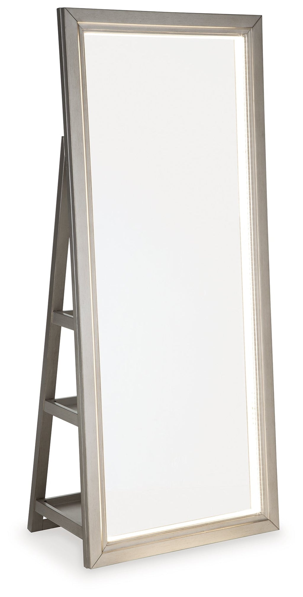 Evesen Champagne Floor Mirror w/ Storage