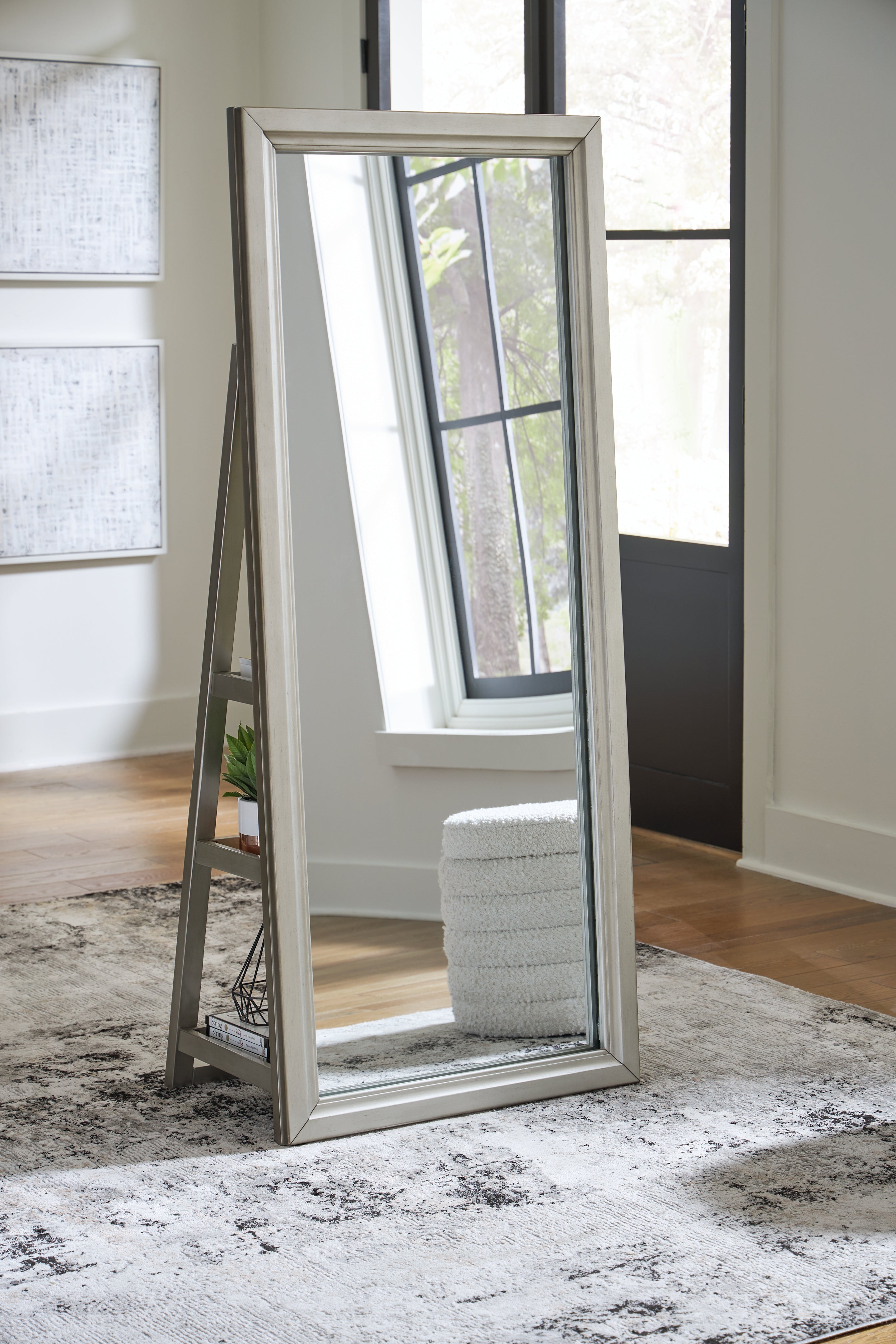 Evesen Champagne Floor Standing Mirror/Storage