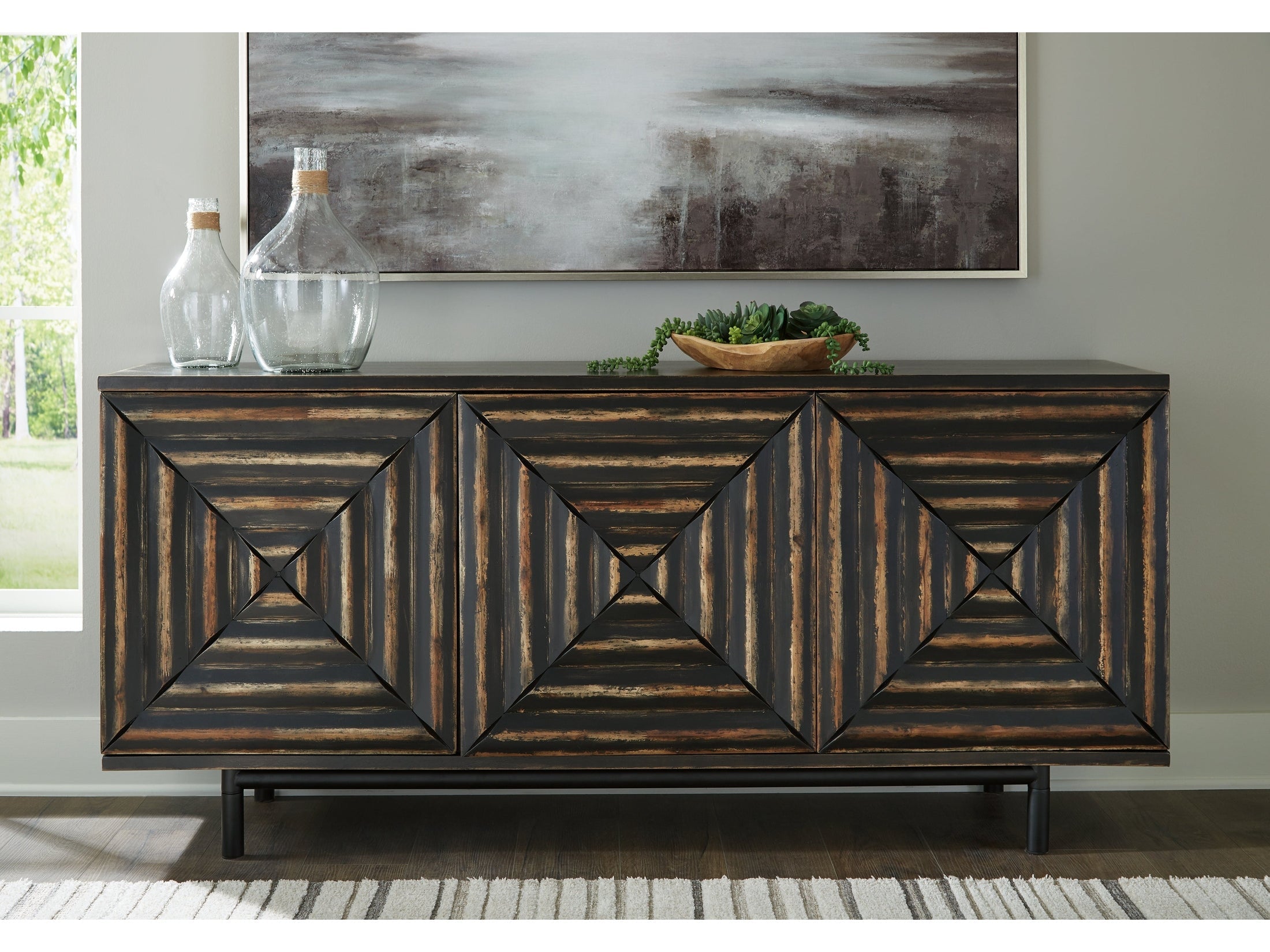 Fair Ridge Distressed Black Accent Cabinet