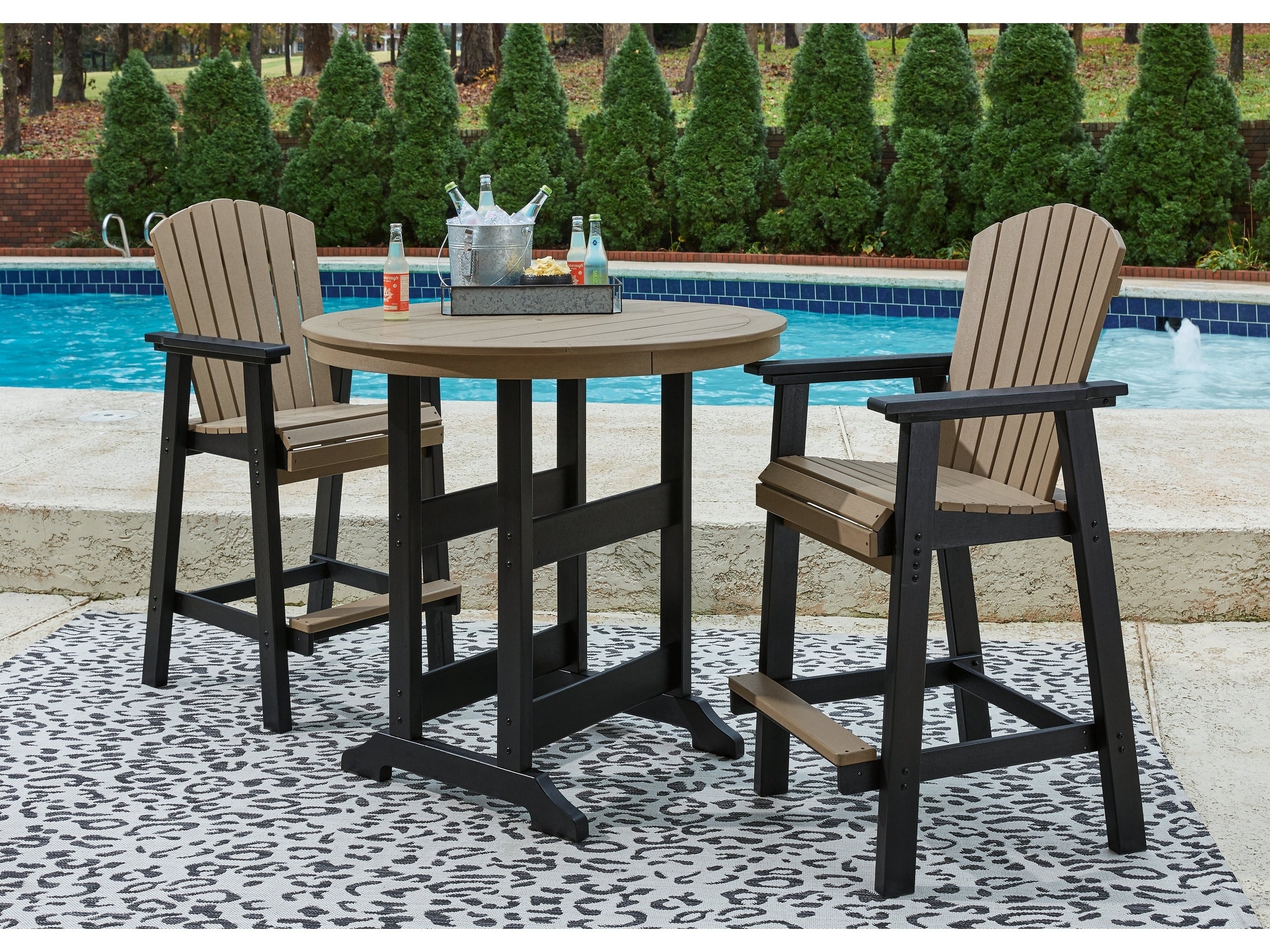Fairen Trail /Driftwood Outdoor Counter Height Dining Table, Black