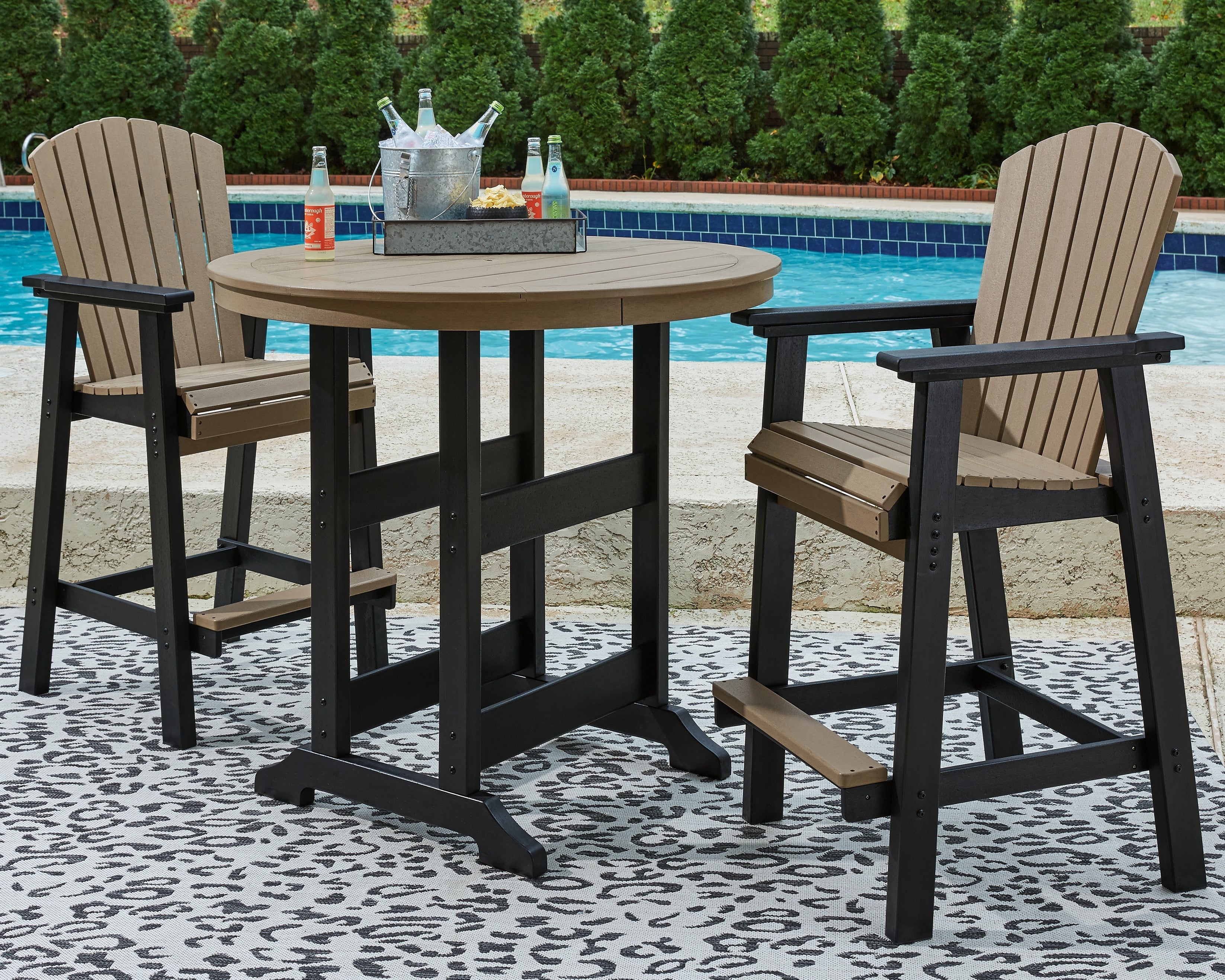 Fairen Trail /Driftwood Outdoor Counter Height Dining Table, Black