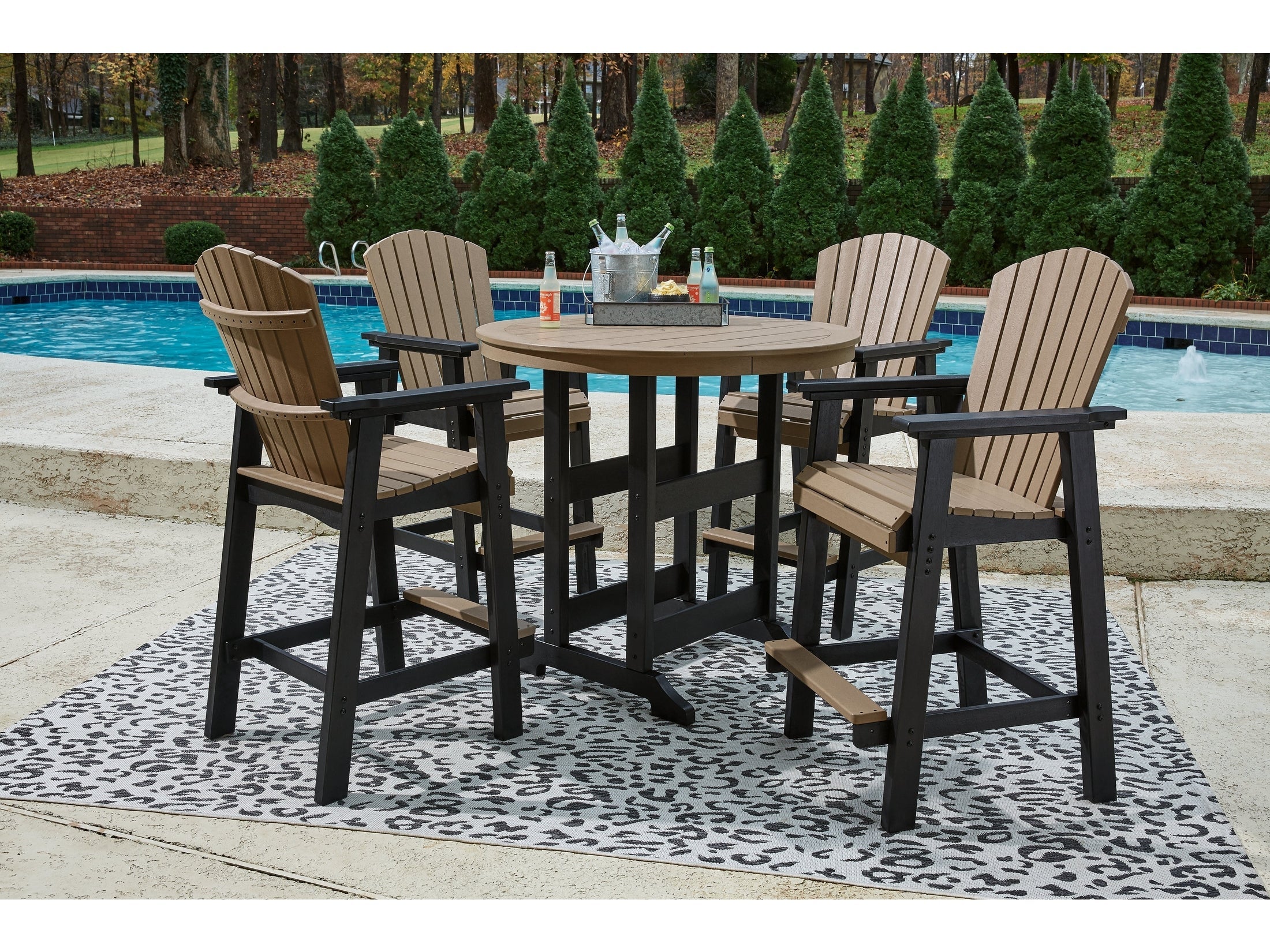 Fairen Trail /Driftwood Outdoor Counter Height Dining Table, Black
