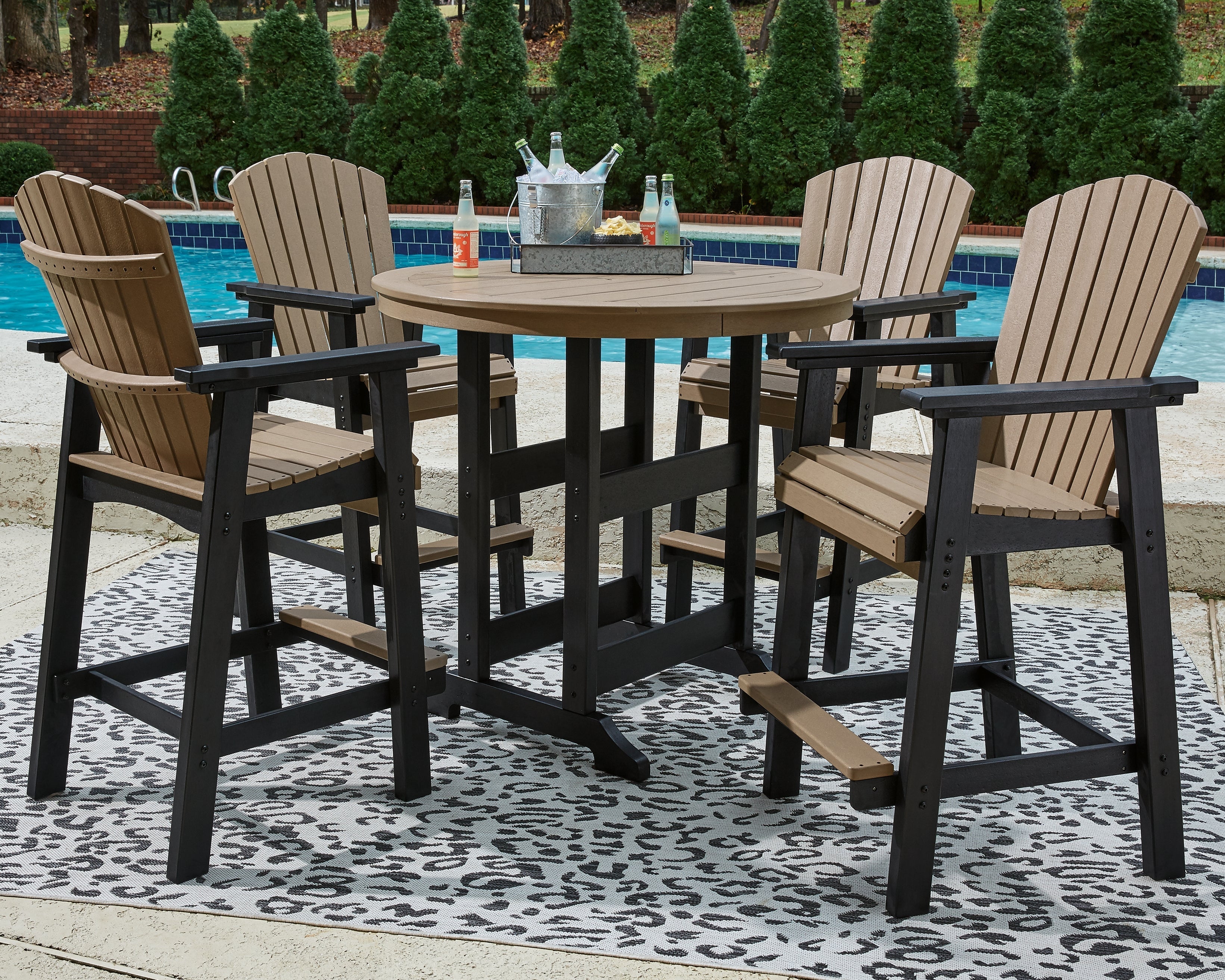 Fairen Trail /Driftwood Outdoor Counter Height Dining Table, Black