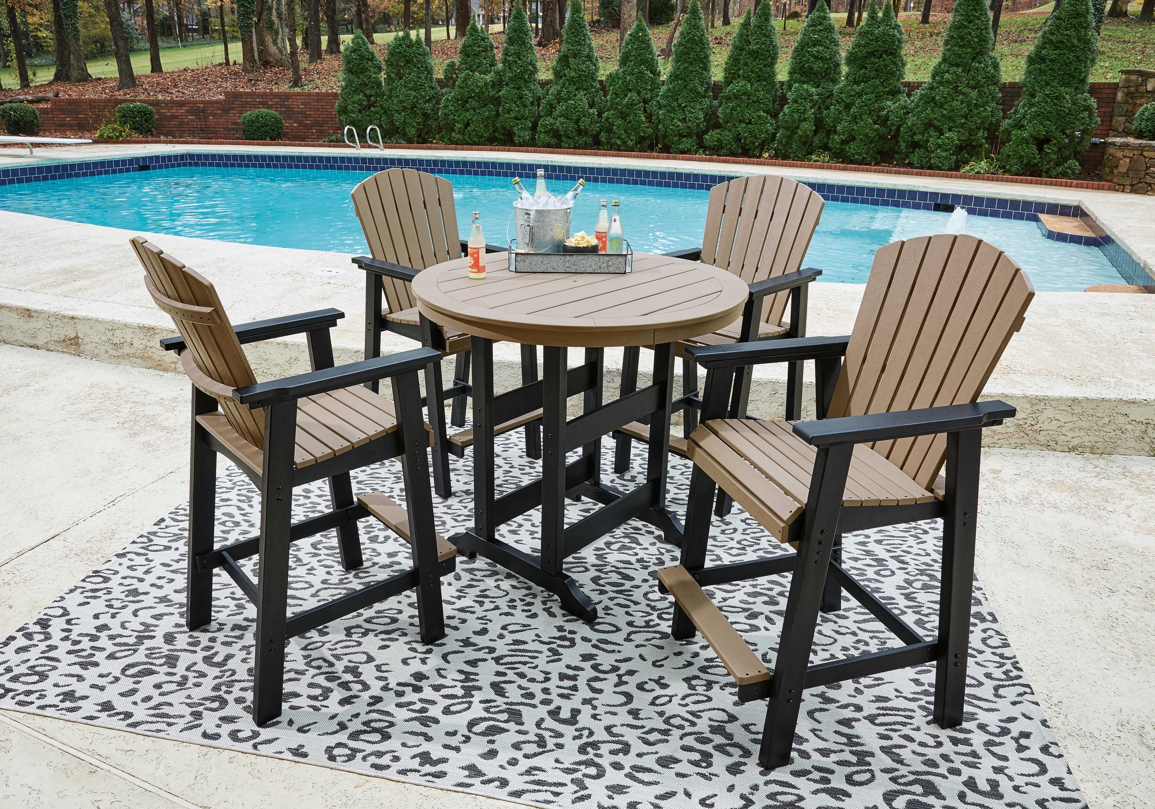 Fairen Trail /Driftwood Outdoor Counter Height Dining Table, Black