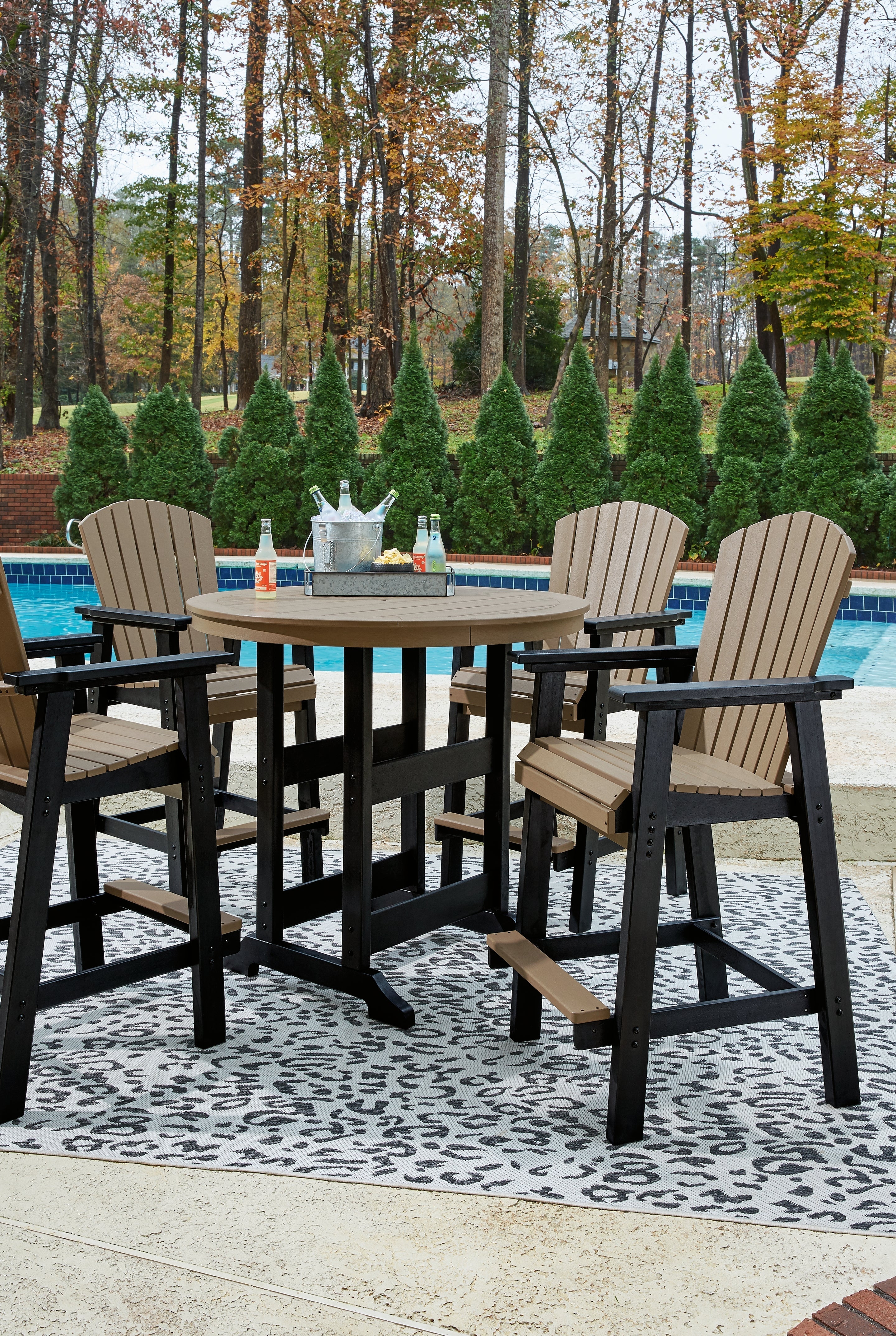 Fairen Trail /Driftwood Outdoor Counter Height Dining Table, Black