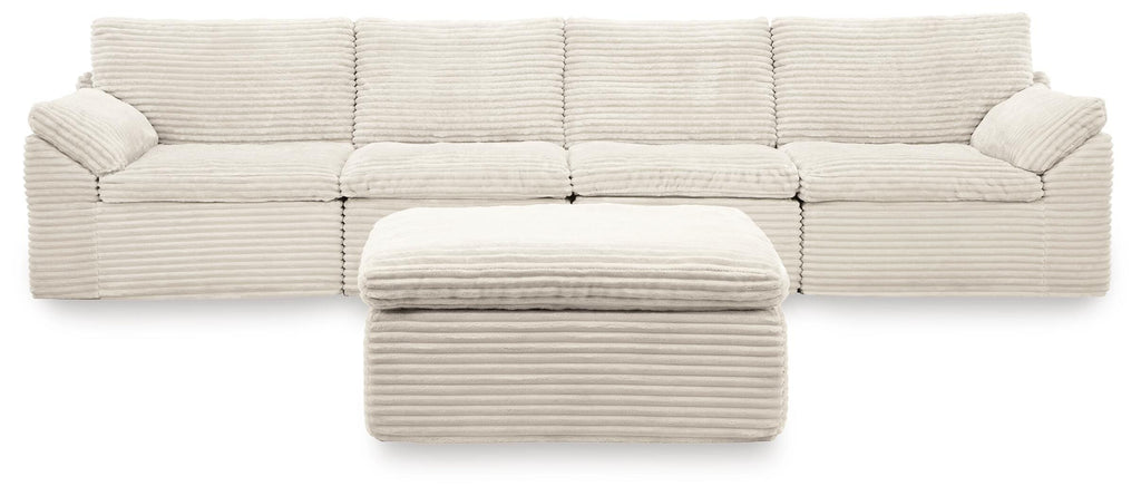 Fannin Ivory 4-Piece Sectional with Ottoman