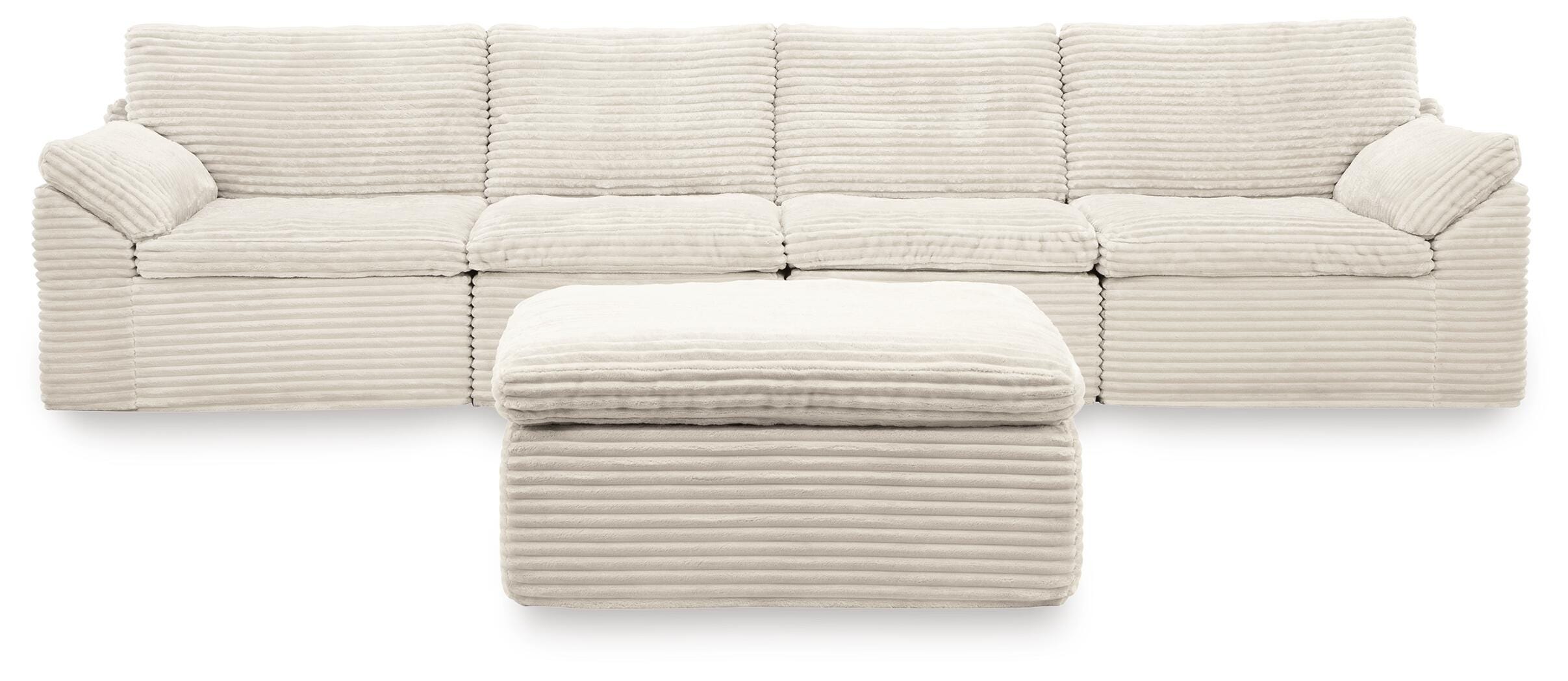 Fannin Ivory 4-Piece Sectional with Ottoman