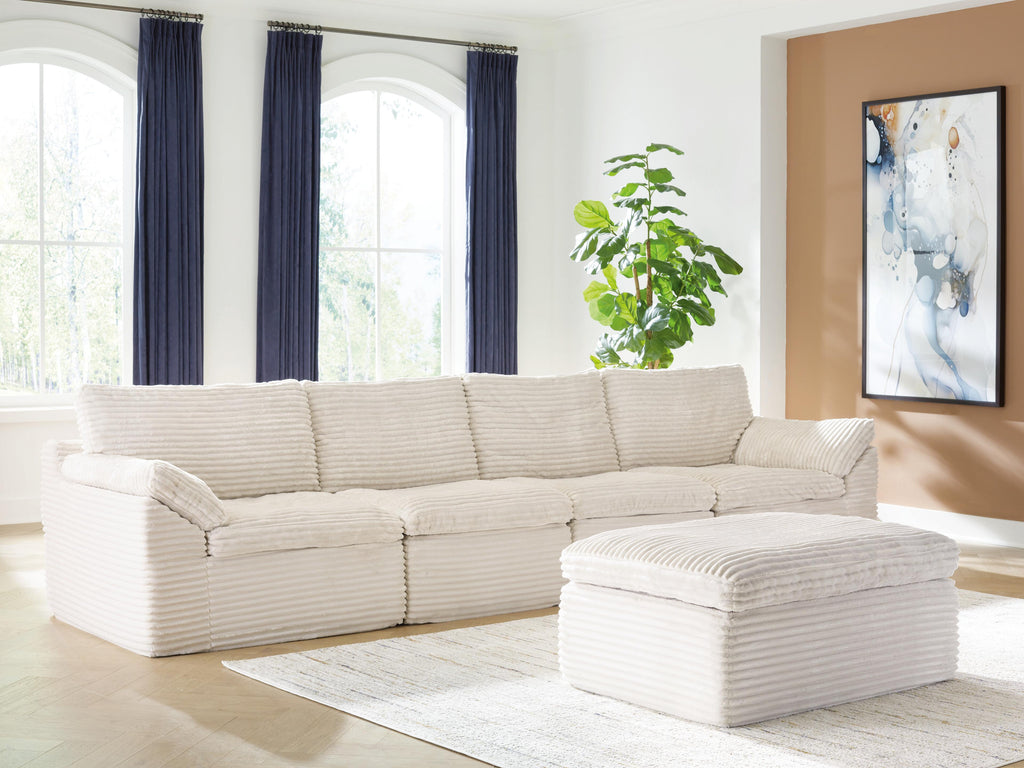 Fannin Ivory 4-Piece Sectional with Ottoman
