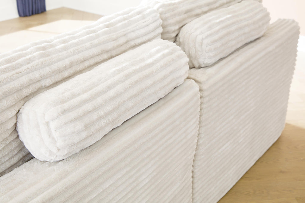 Fannin Ivory 4-Piece Sectional with Ottoman