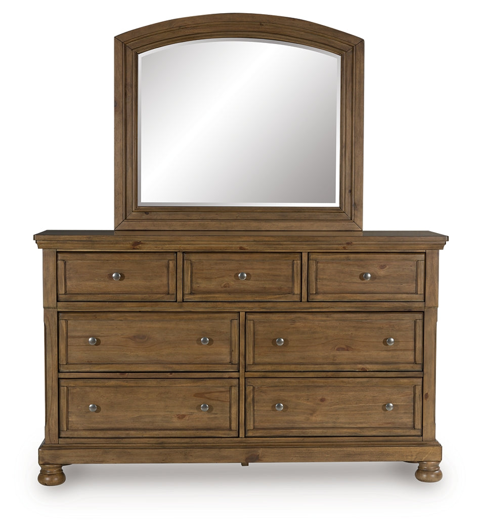Feddinger Medium Brown Dresser and Mirror