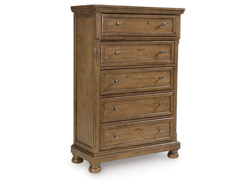 Feddinger Medium Brown Five Drawer Chest