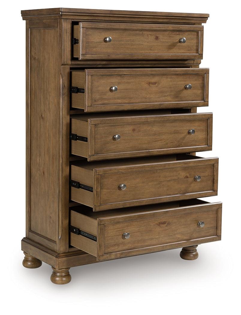 Feddinger Medium Brown Five Drawer Chest