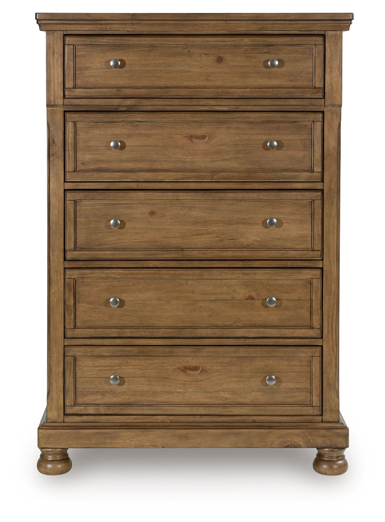 Feddinger Medium Brown Five Drawer Chest