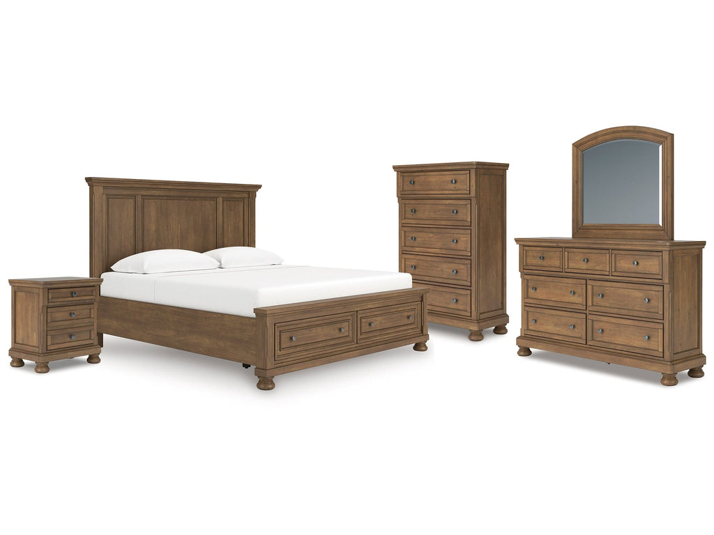 Feddinger Medium King Panel Storage Bedroom Set, Brown
