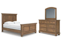 Feddinger Medium Brown Queen Panel Bed, Dresser and Mirror