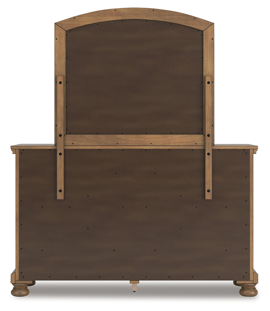 Feddinger Medium Brown Queen Sleigh Storage Bed, Dresser and Mirror