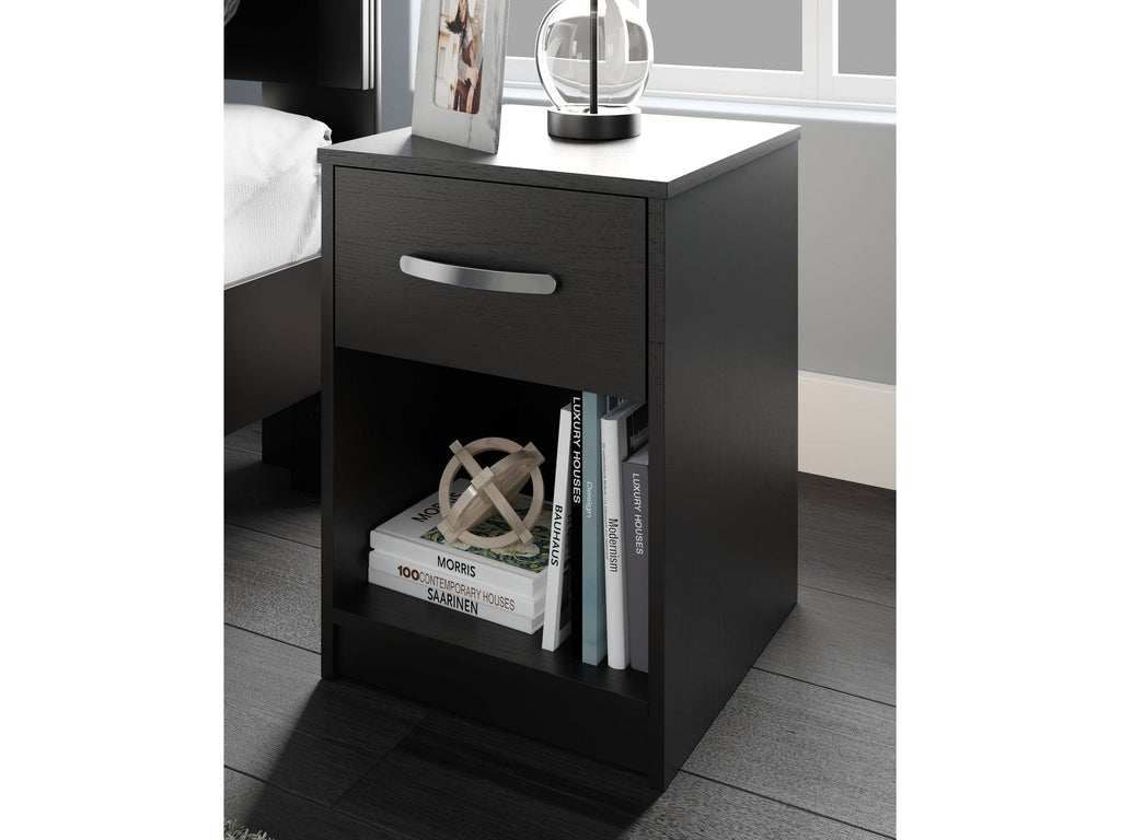 Finch Black One Drawer Nightstand