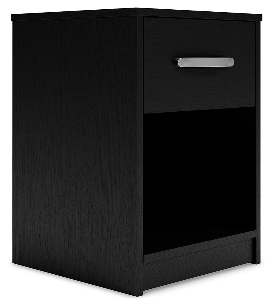 Finch Black One Drawer Nightstand