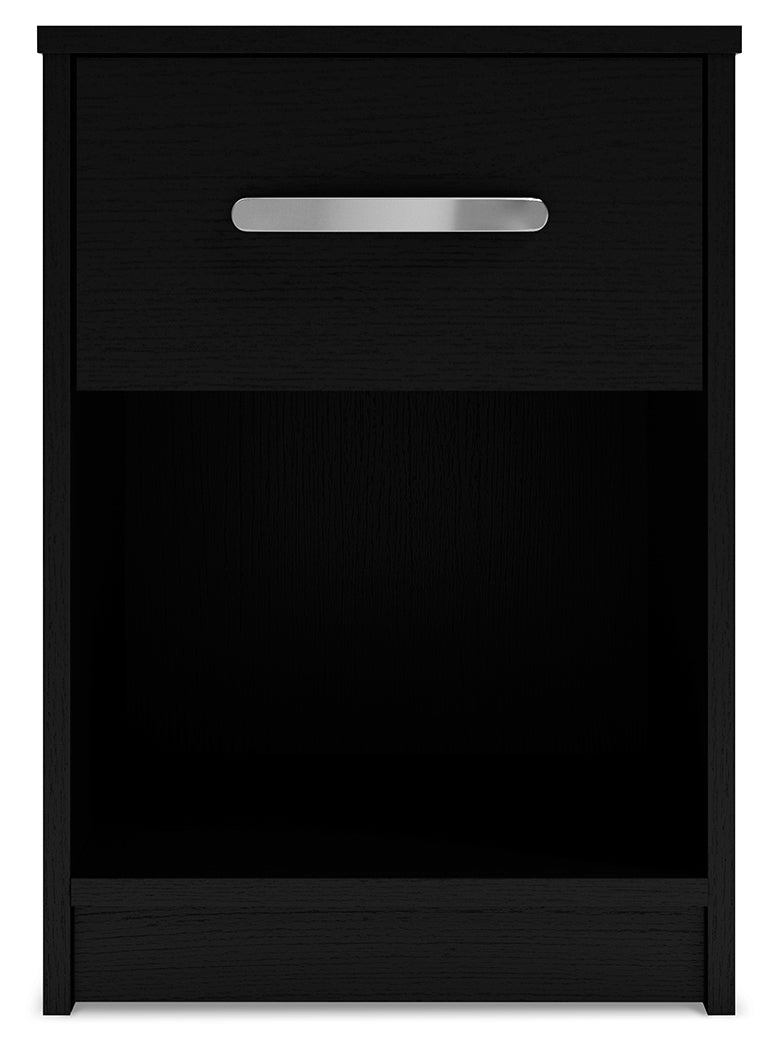 Finch Black One Drawer Nightstand
