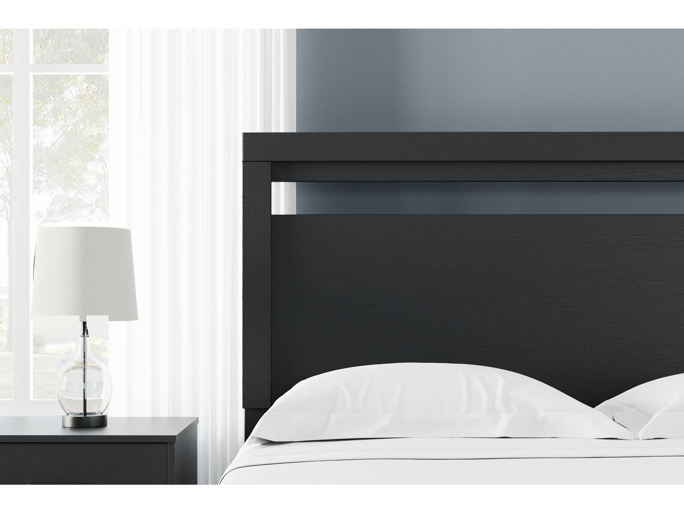 Finch Black Queen Panel Headboard