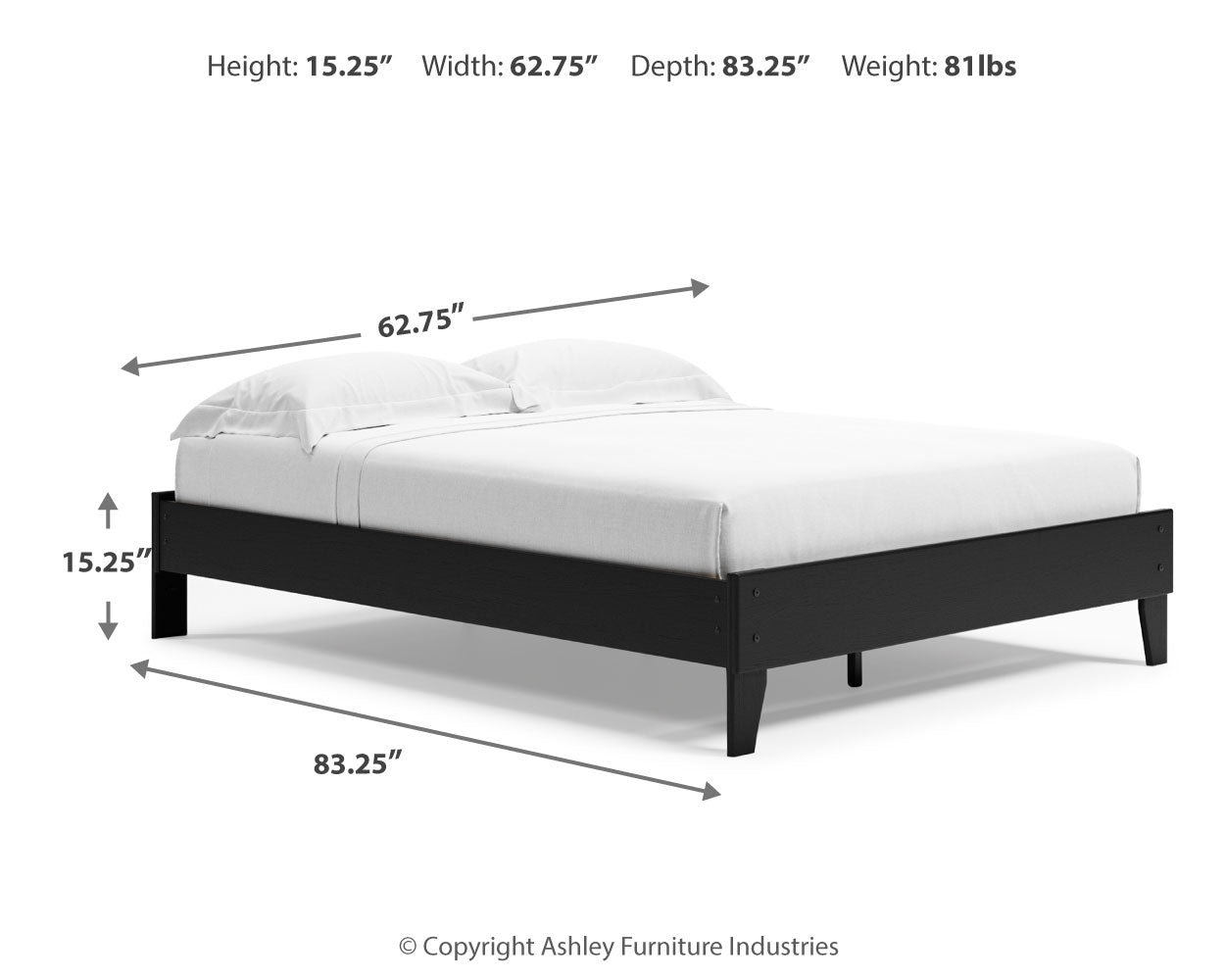Finch Black Queen Panel Platform Bed with Dresser and Nightstand