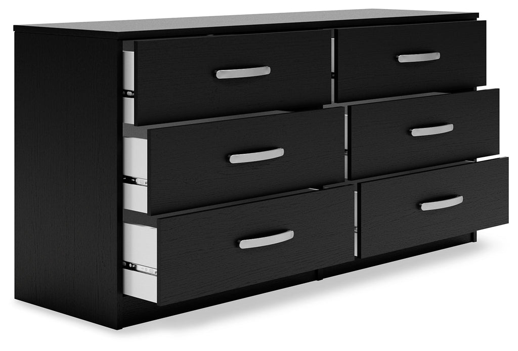 Finch Black Six Drawer Wide Dresser