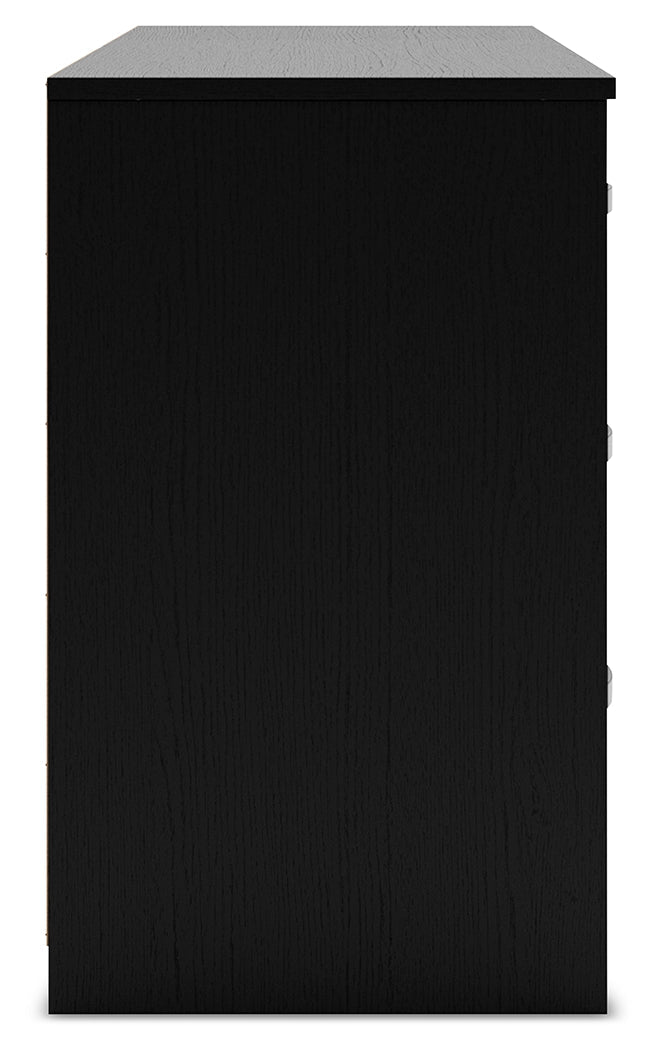 Finch Black Six Drawer Wide Dresser