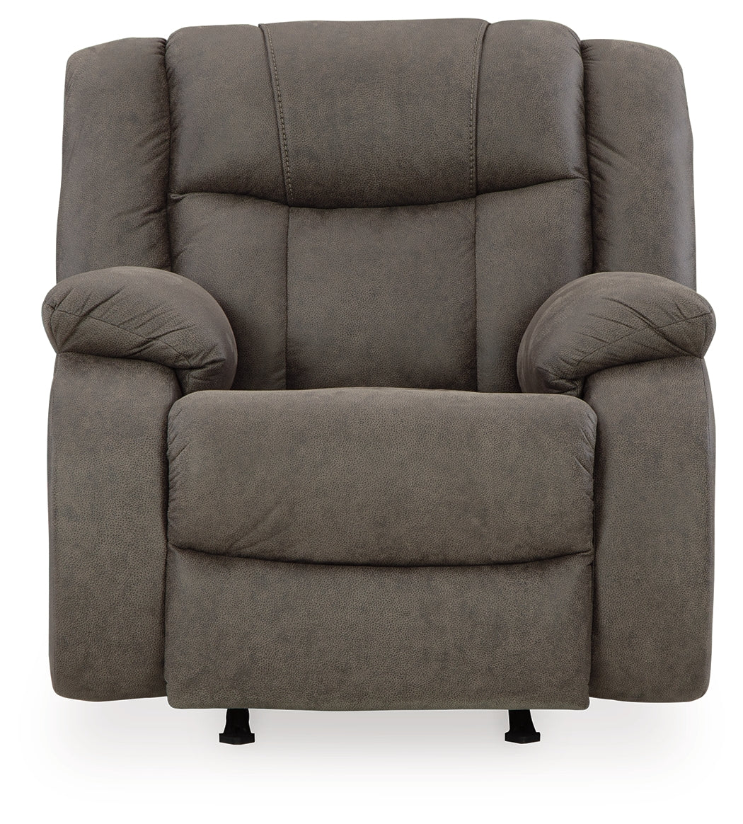 First Base Gunmetal Reclining Loveseat & 2 Recliners