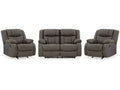 First Base Gunmetal Reclining Loveseat & 2 Recliners