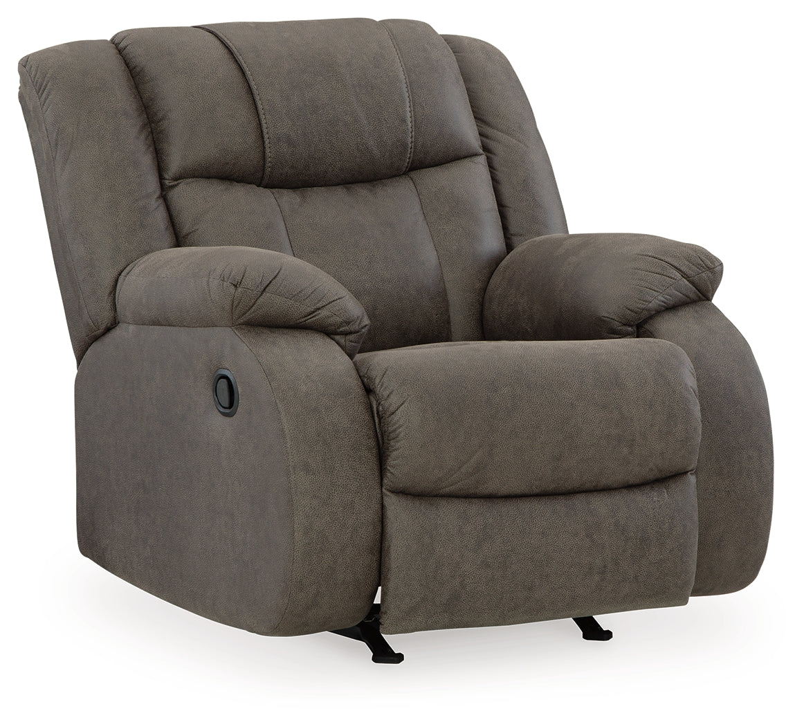 First Base Gunmetal Reclining Loveseat & 2 Recliners