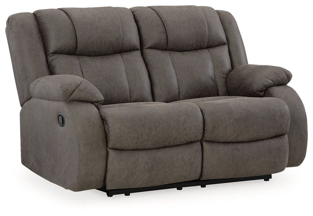 First Base Gunmetal Reclining Loveseat & 2 Recliners