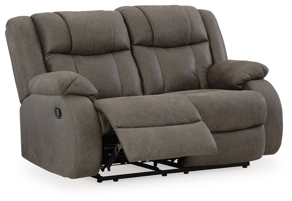 First Base Gunmetal Reclining Loveseat & 2 Recliners