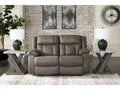 First Base Gunmetal Reclining Loveseat