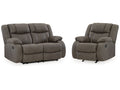 First Base Gunmetal Reclining Loveseat and Recliner