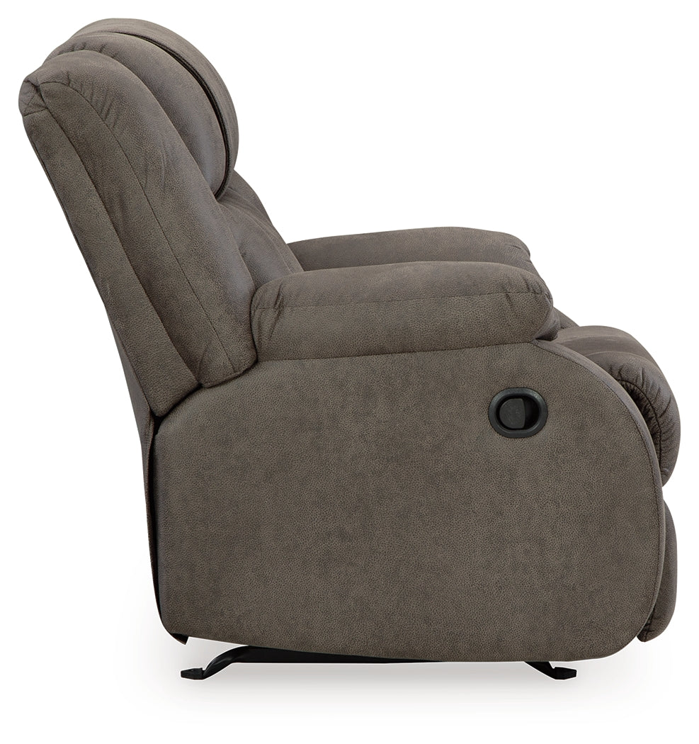 First Base Gunmetal Reclining Loveseat and Recliner