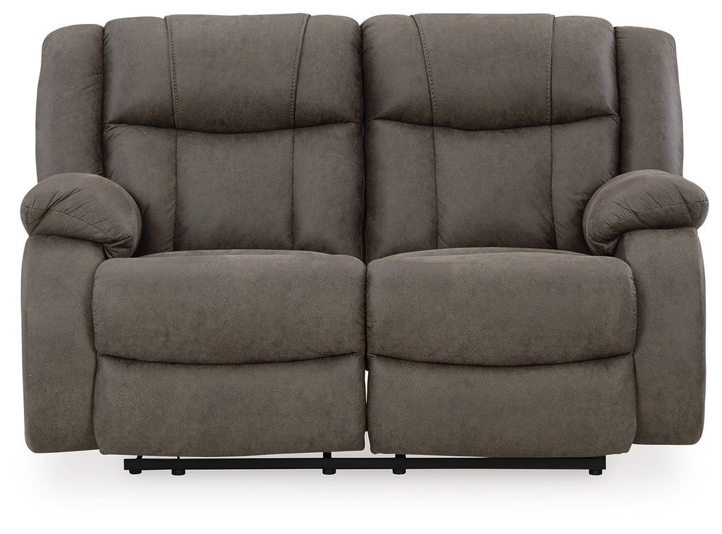 First Base Gunmetal Reclining Loveseat and Recliner