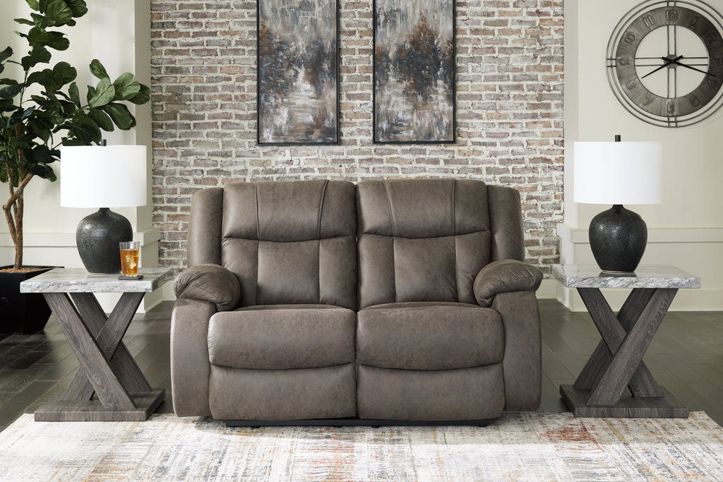 First Base Gunmetal Reclining Loveseat and Recliner