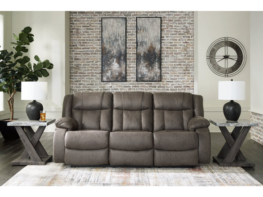 First Base Gunmetal Reclining Sofa
