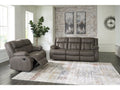 First Base Gunmetal Reclining Sofa and Loveseat