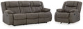 First Base Gunmetal Reclining Sofa and Recliner