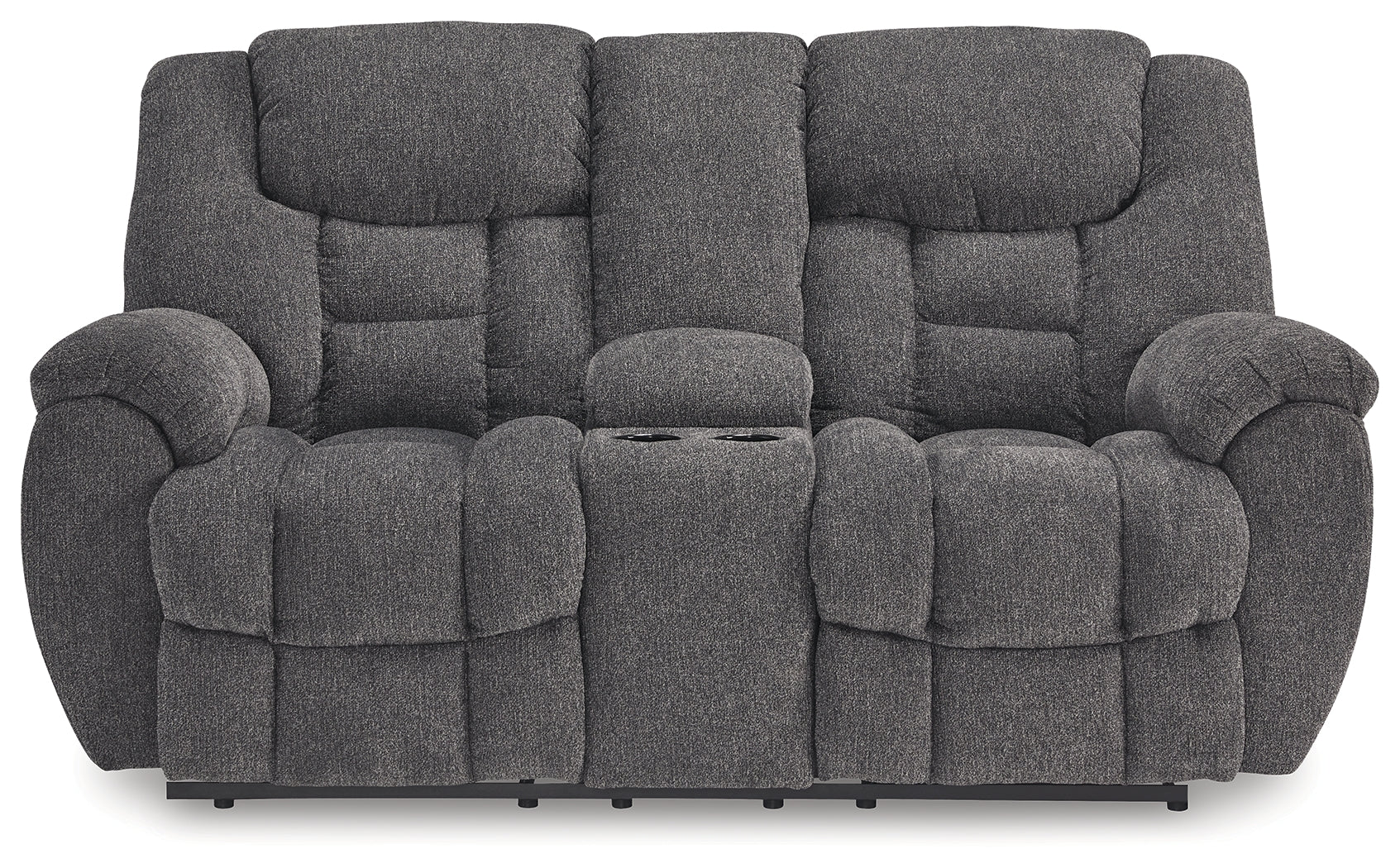 Foreside Charcoal Reclining Loveseat w/Console
