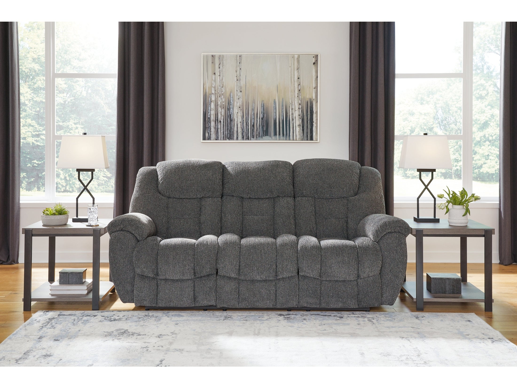 Foreside Charcoal Reclining Sofa