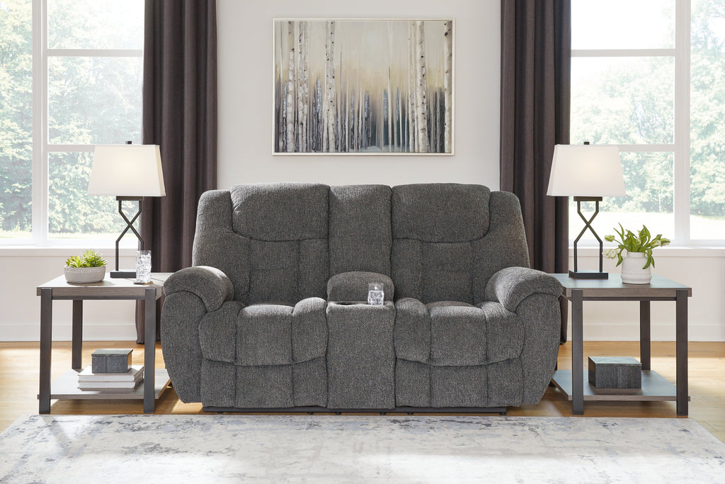 Foreside Charcoal Reclining Sofa and Loveseat